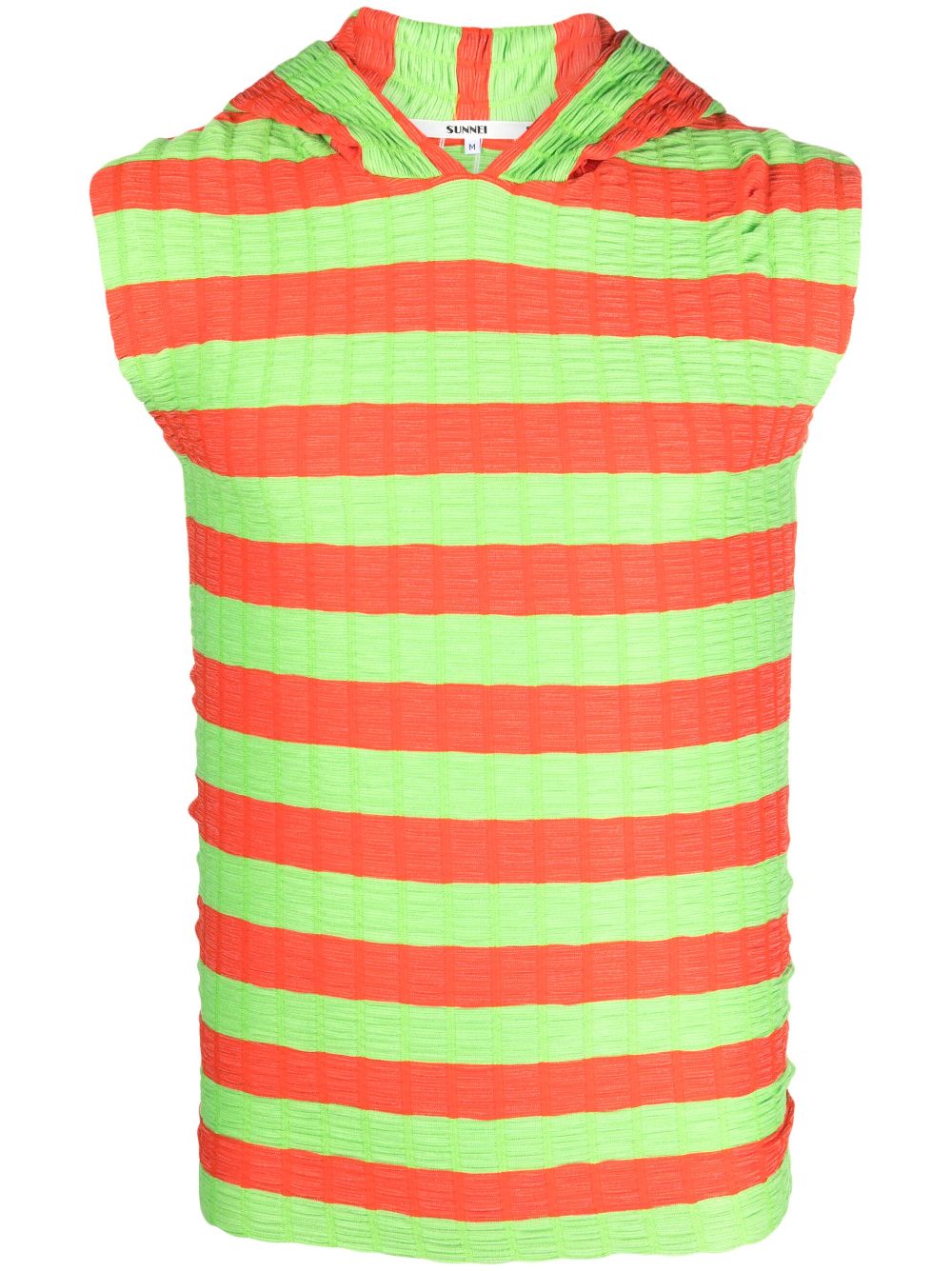 Striped sleeveless hoodie - Orange