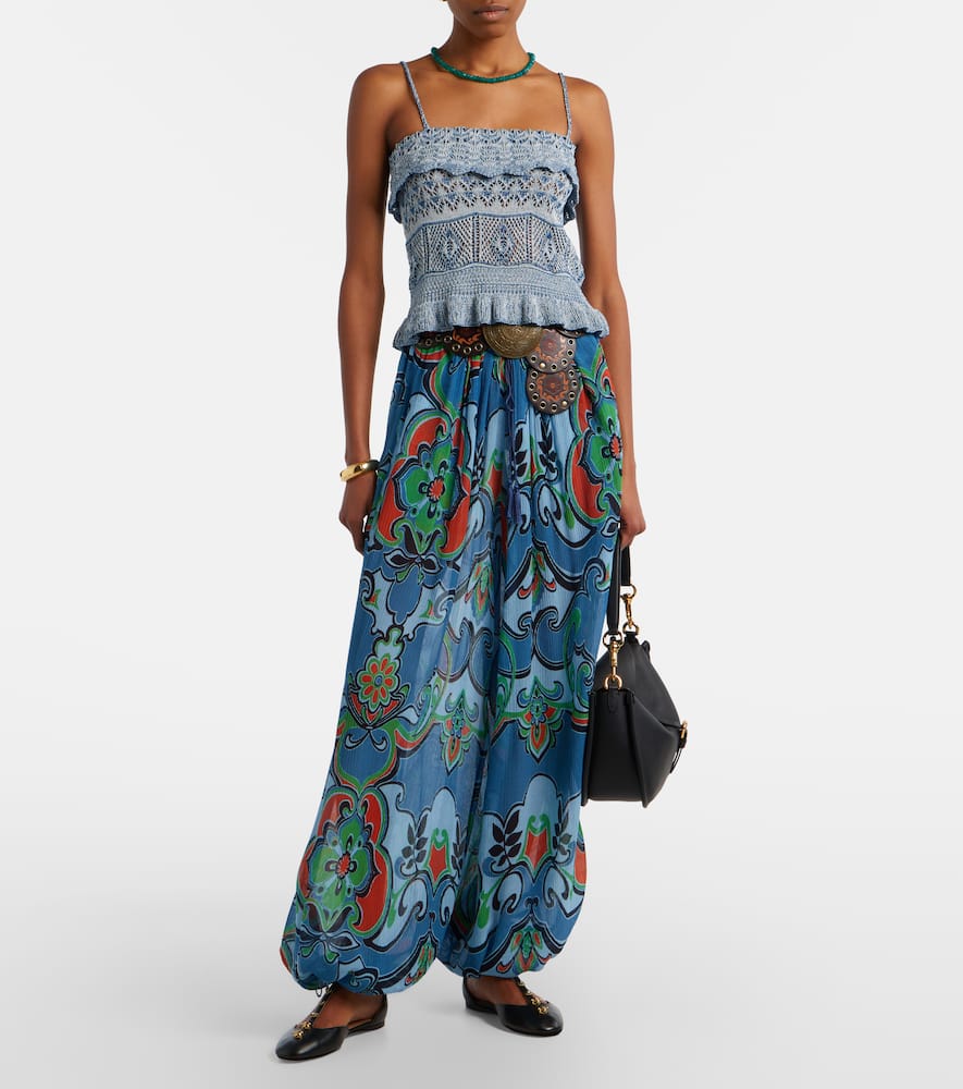Printed wide-leg pants