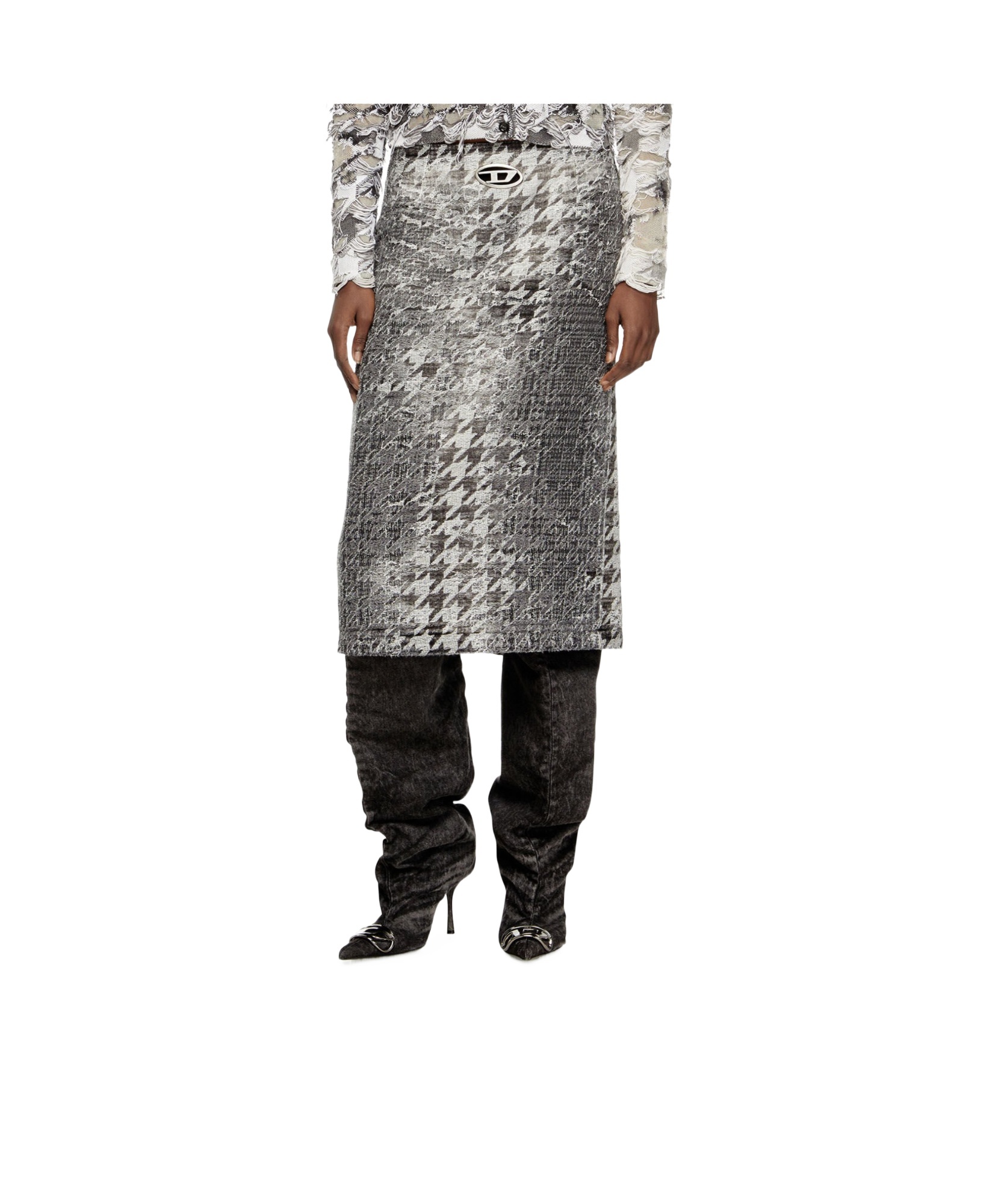 D-Venus-Over-the-knee boots in coated denim