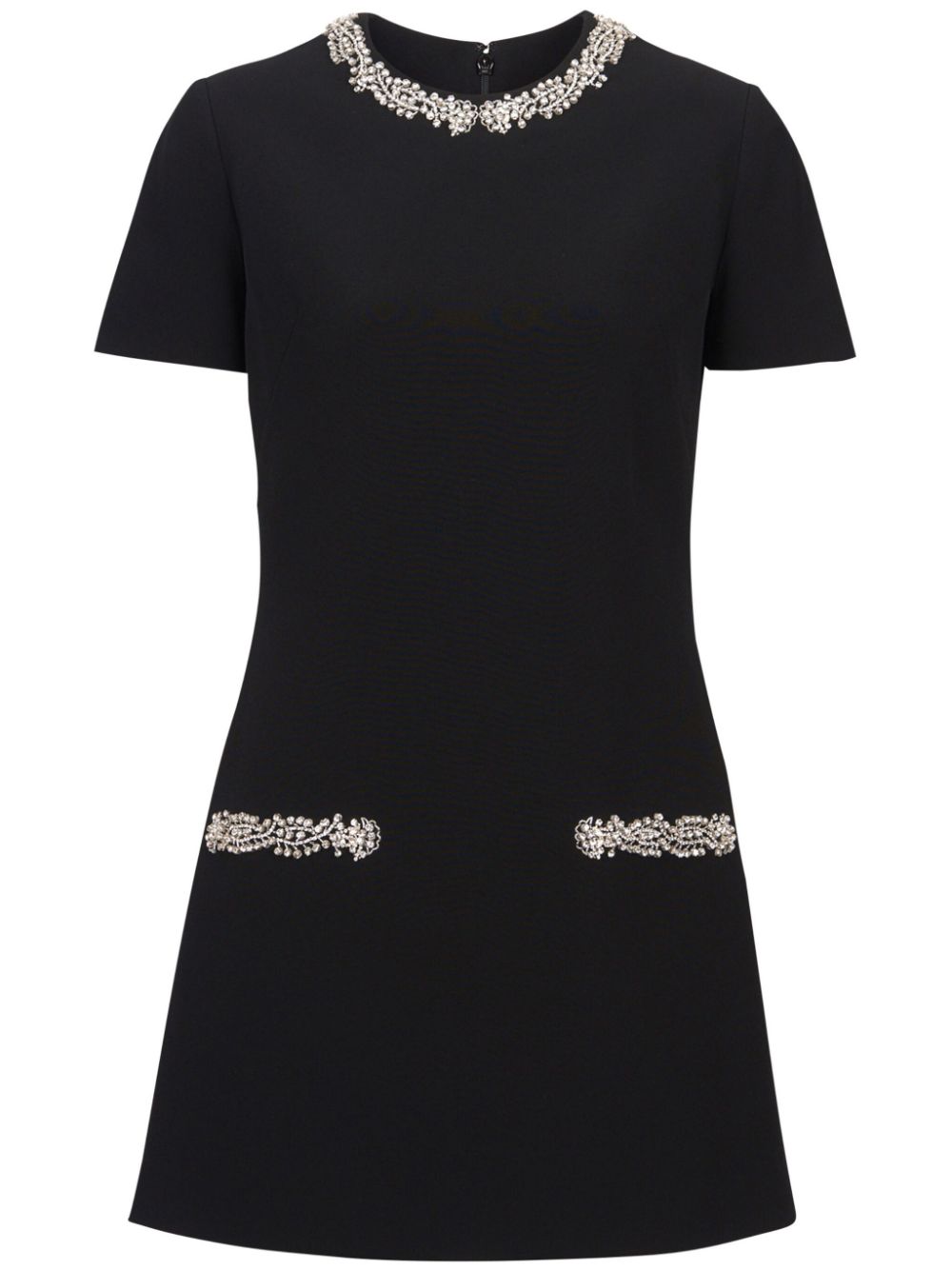 Embroidered shift dress - Black