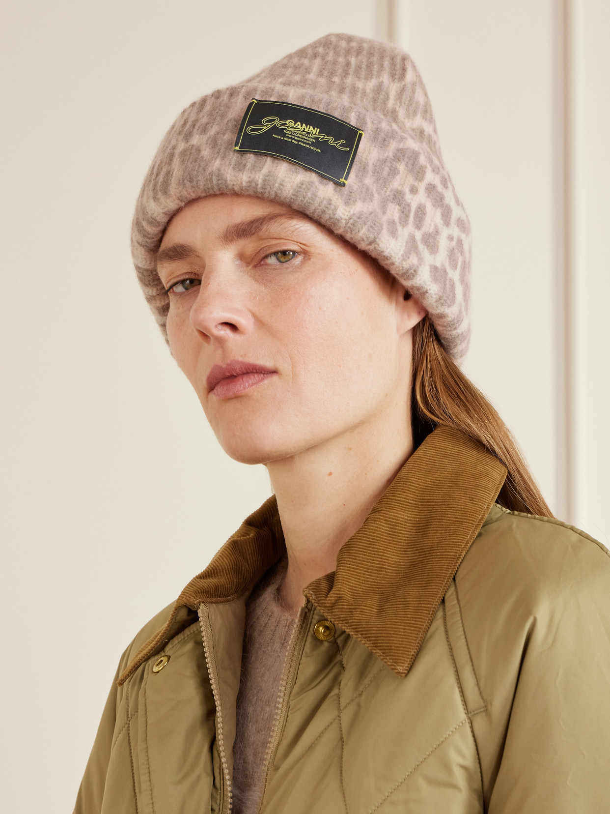 Leopard-print Ribbed-knit Beanie - Animal print