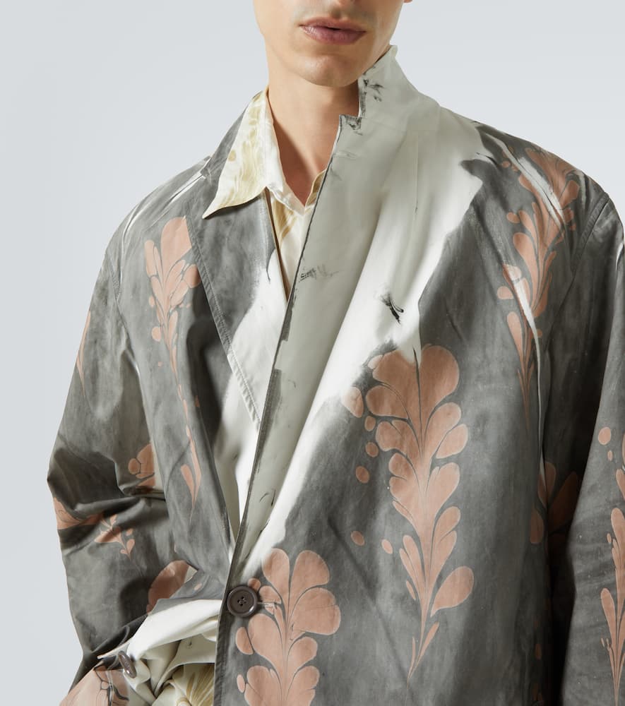 Printed double-breasted cotton coat