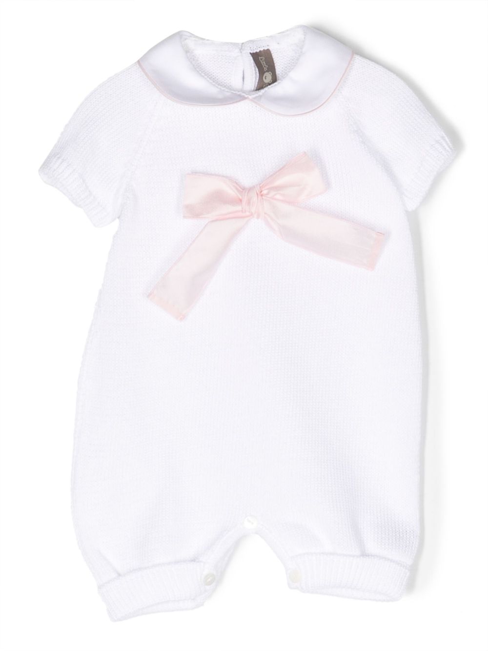 Bow-detail knitted romper - White