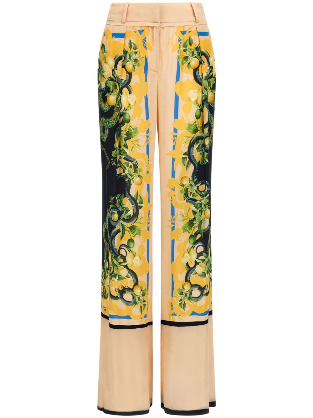 Floral-print straight-leg trousers - Black
