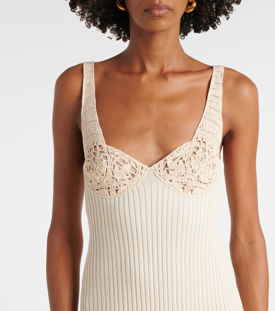 Ribbed-knit cotton midi dress