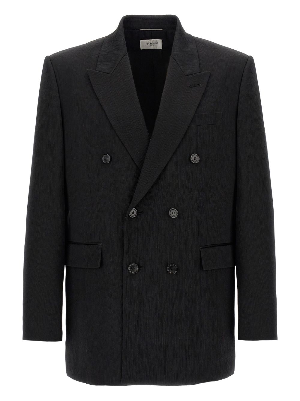 Double-breasted silk blazer - Black