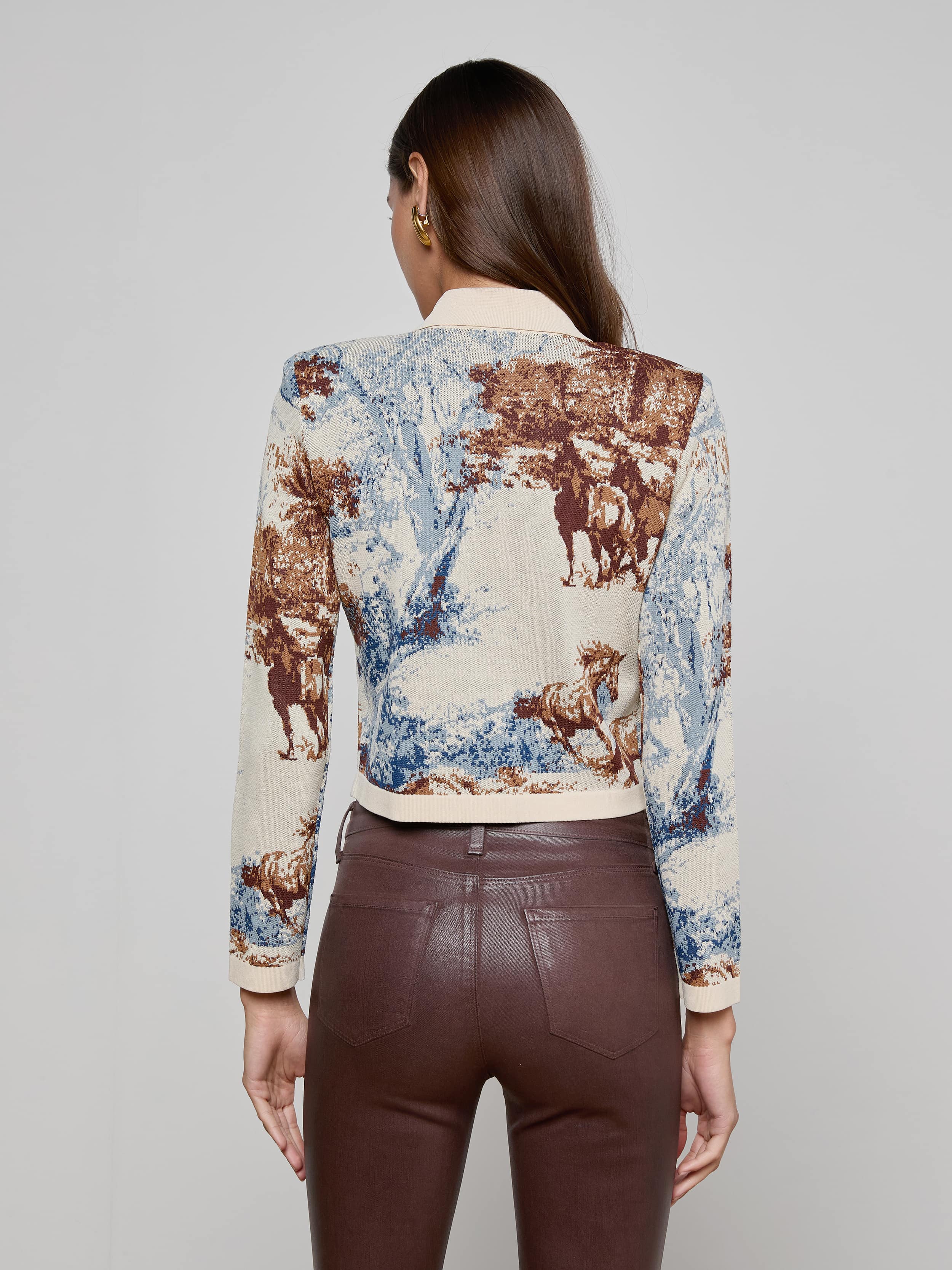 Osiris Jacquard Cardigan In Tan