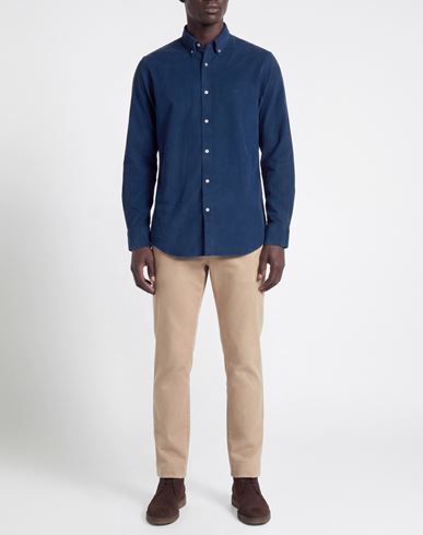 Man Shirt Navy Size 16 Cotton, Elastane