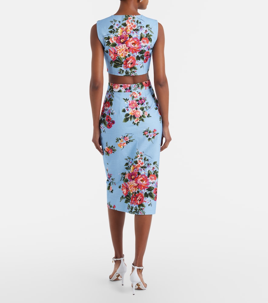 Floral cotton pencil skirt