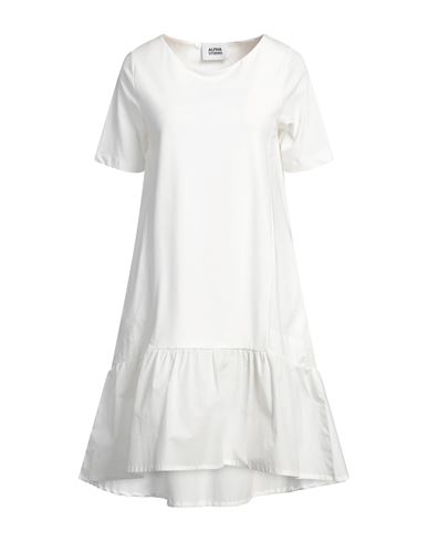 Alpha Studio Woman Mini dress White Size 2 Cotton, Elastane