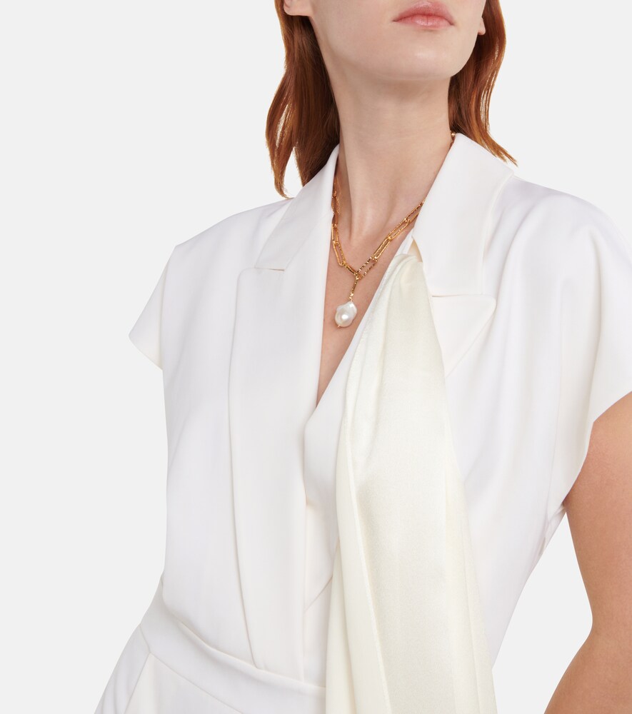 Bridal cape-detail wool jumpsuit