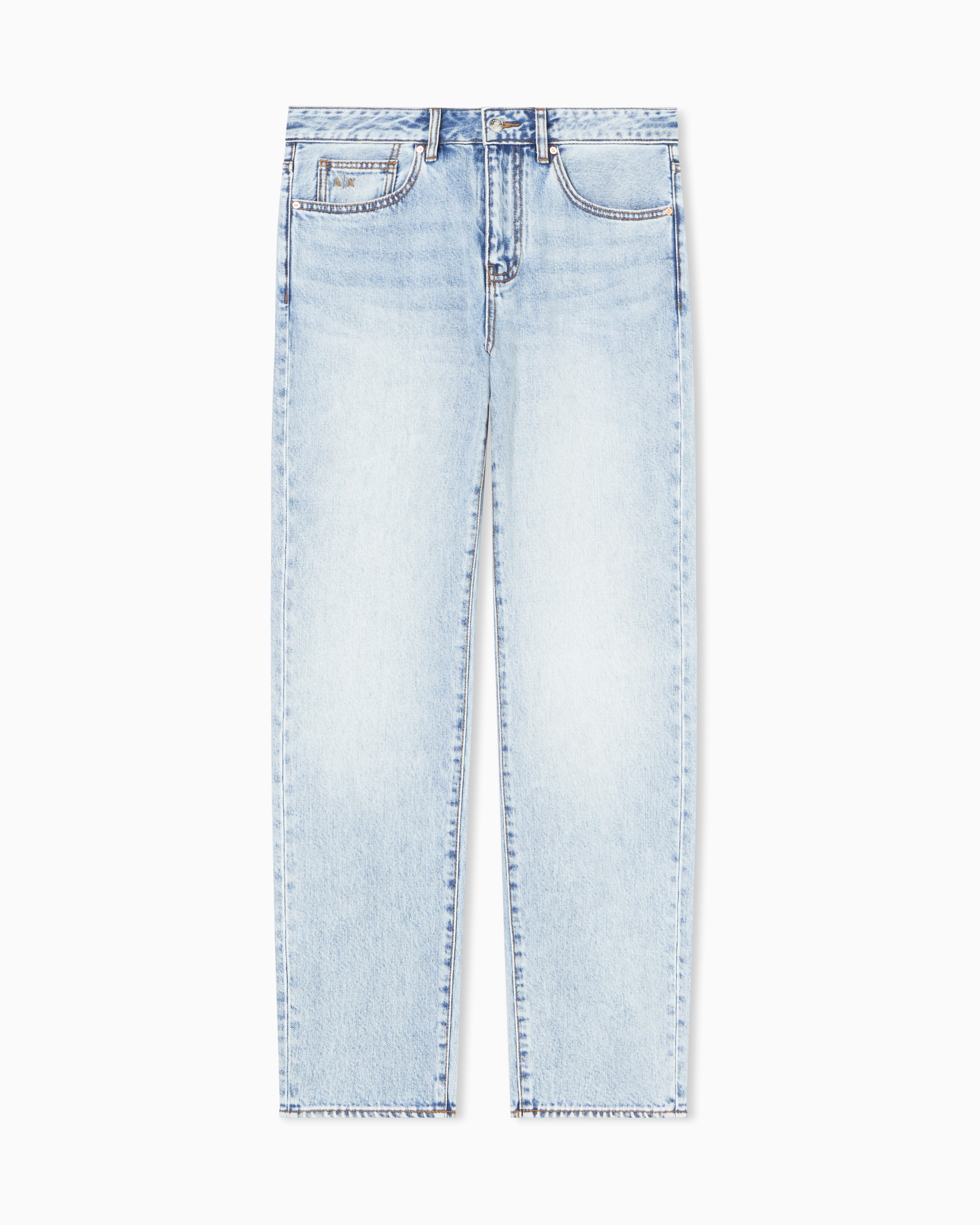 Skinny Jeans in Blue Denim with a Distressed Look