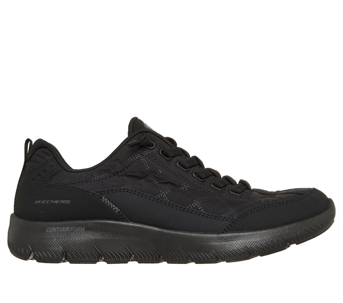 Skechers Women's Summits Contour Foam - Cosy Fit Sneaker in Black, 4 | Textile/Synthetic/Leather, Machine Washable