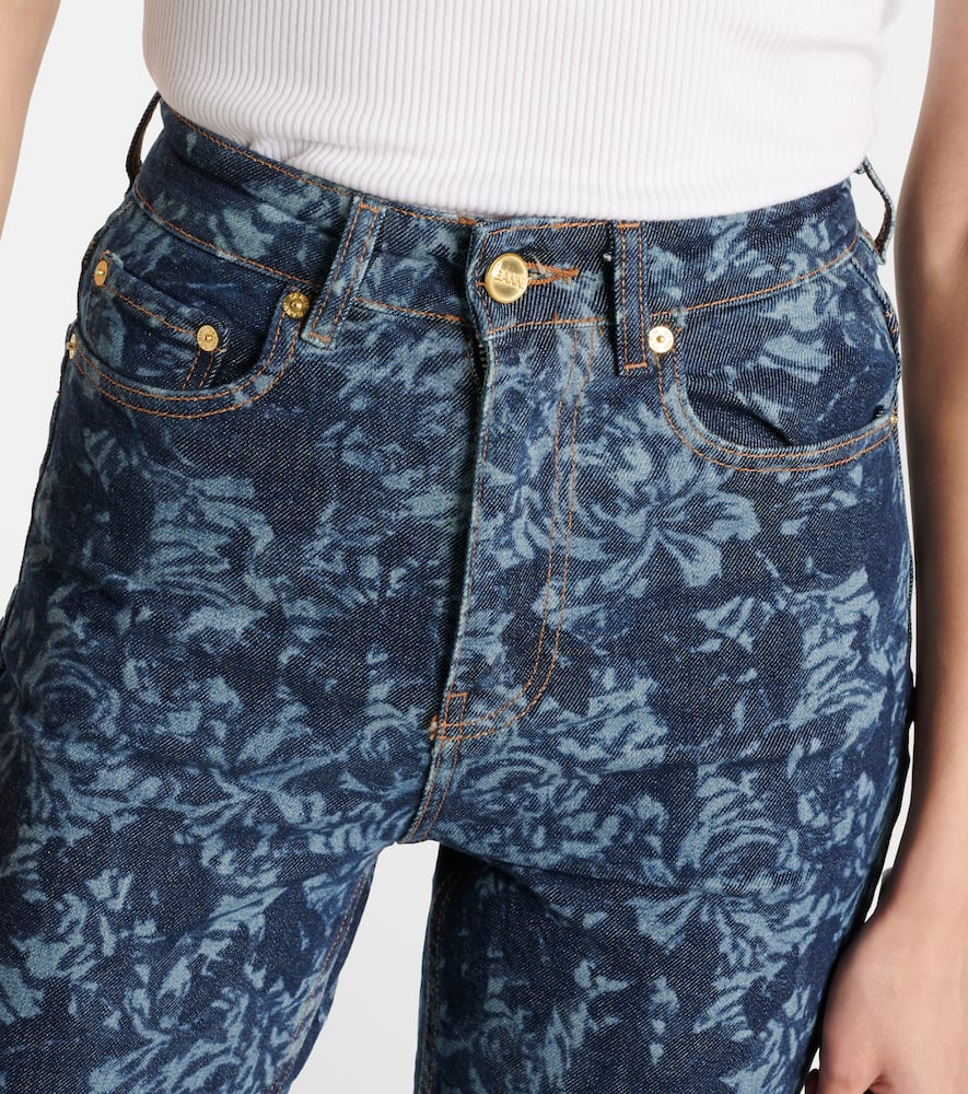 Printed high-rise flared jeans