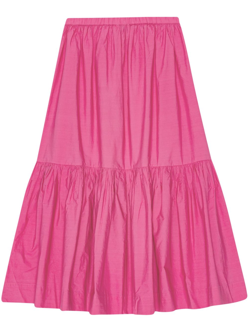 Ruffled organic-cotton midi skirt - Pink