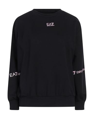 Ea7 Woman Sweatshirt Black Size M Cotton, Elastane