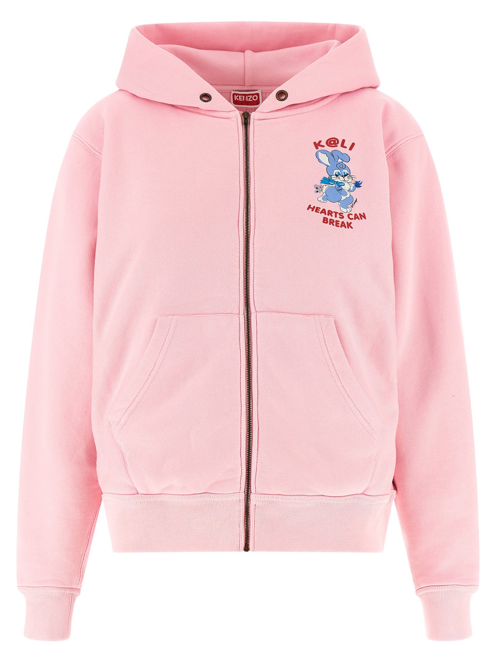Cartoon Graphic Print Hoodie — Pink