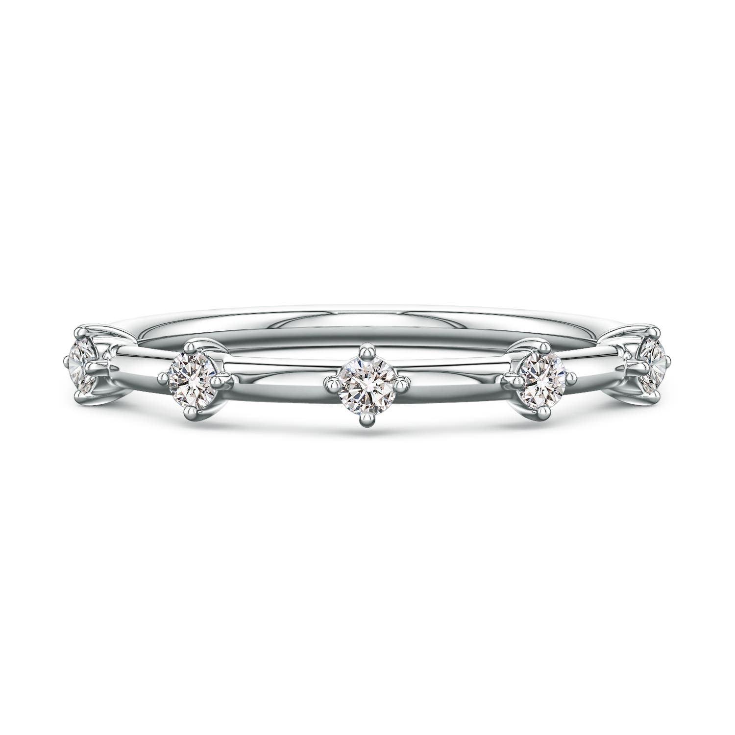 Angara 2 MM Round Diamond Five-Stone Station Ring in Silver