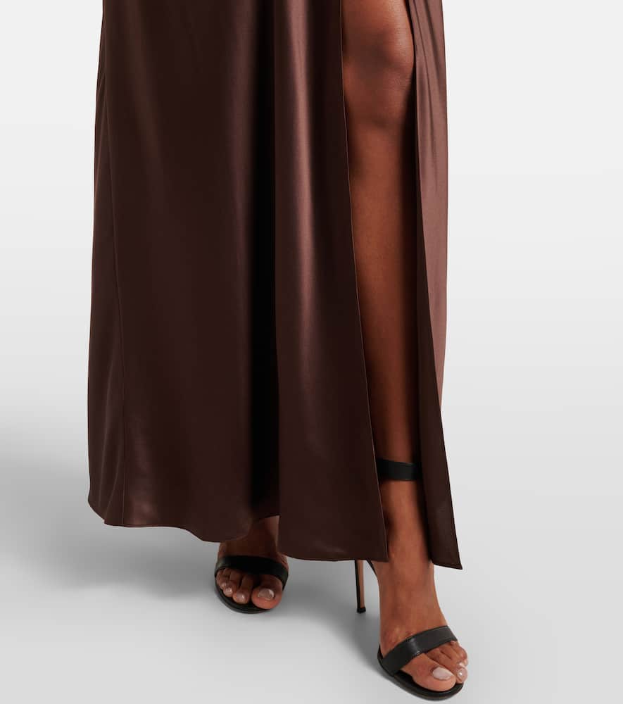 Alessia draped jersey and satin maxi dress