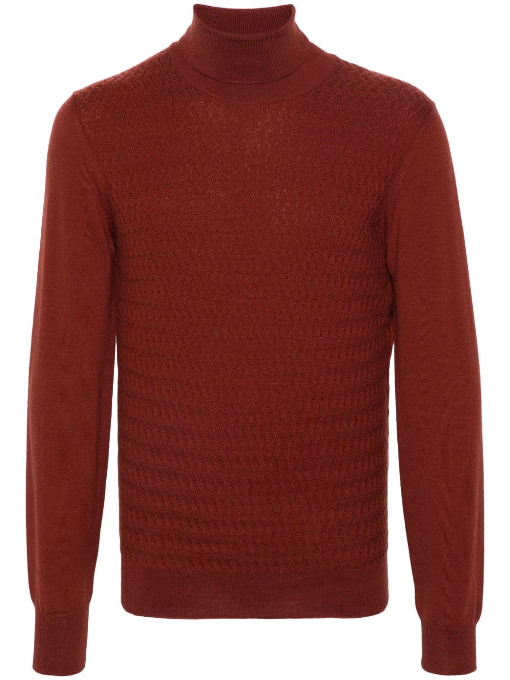 Embossed-knit virgin-wool jumper - Red