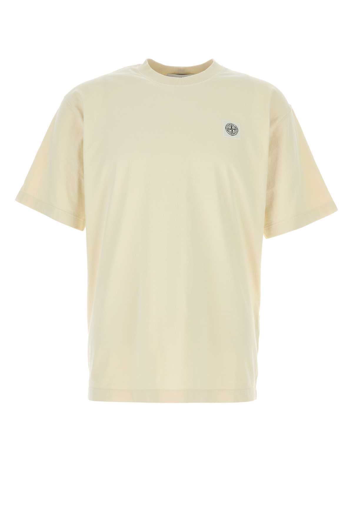 Logo-Embroidered Cotton T-Shirt — Beige
