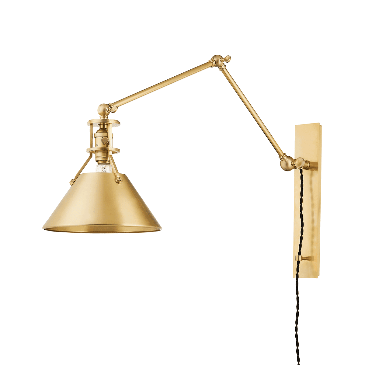 Aged Brass One Light Portable Wall Sconce from the Metal No. 2 Collection