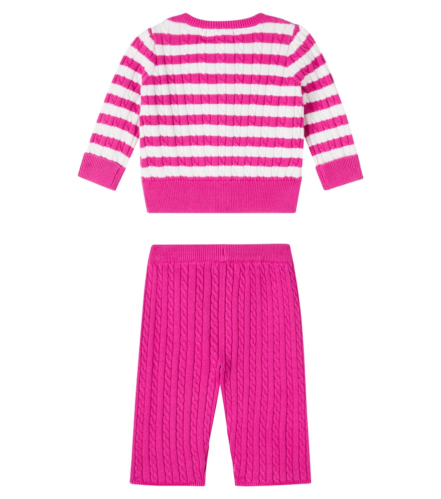 Baby cable-knit cotton cardigan and pants set