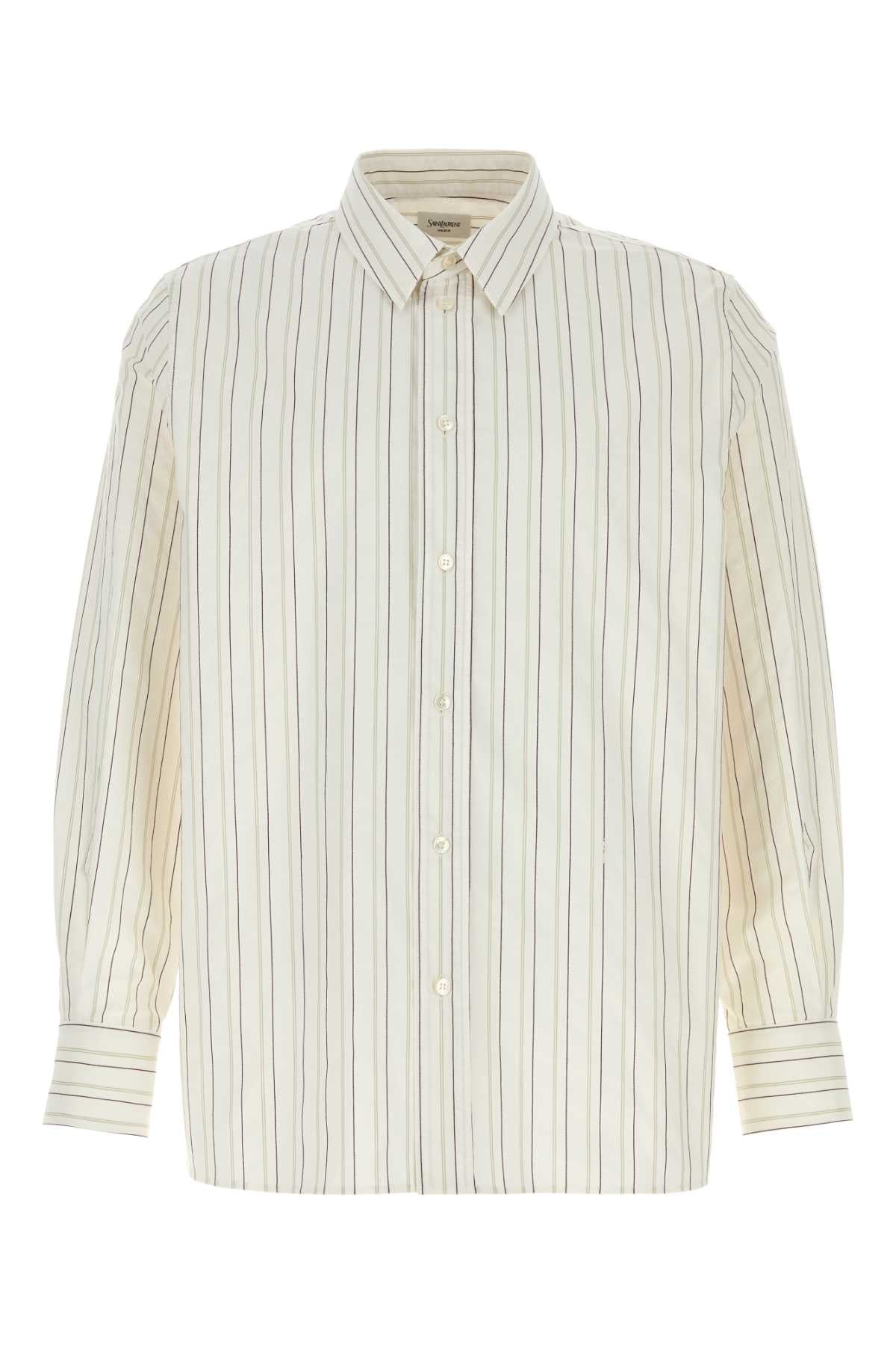 Striped Cotton Shirt — Beige