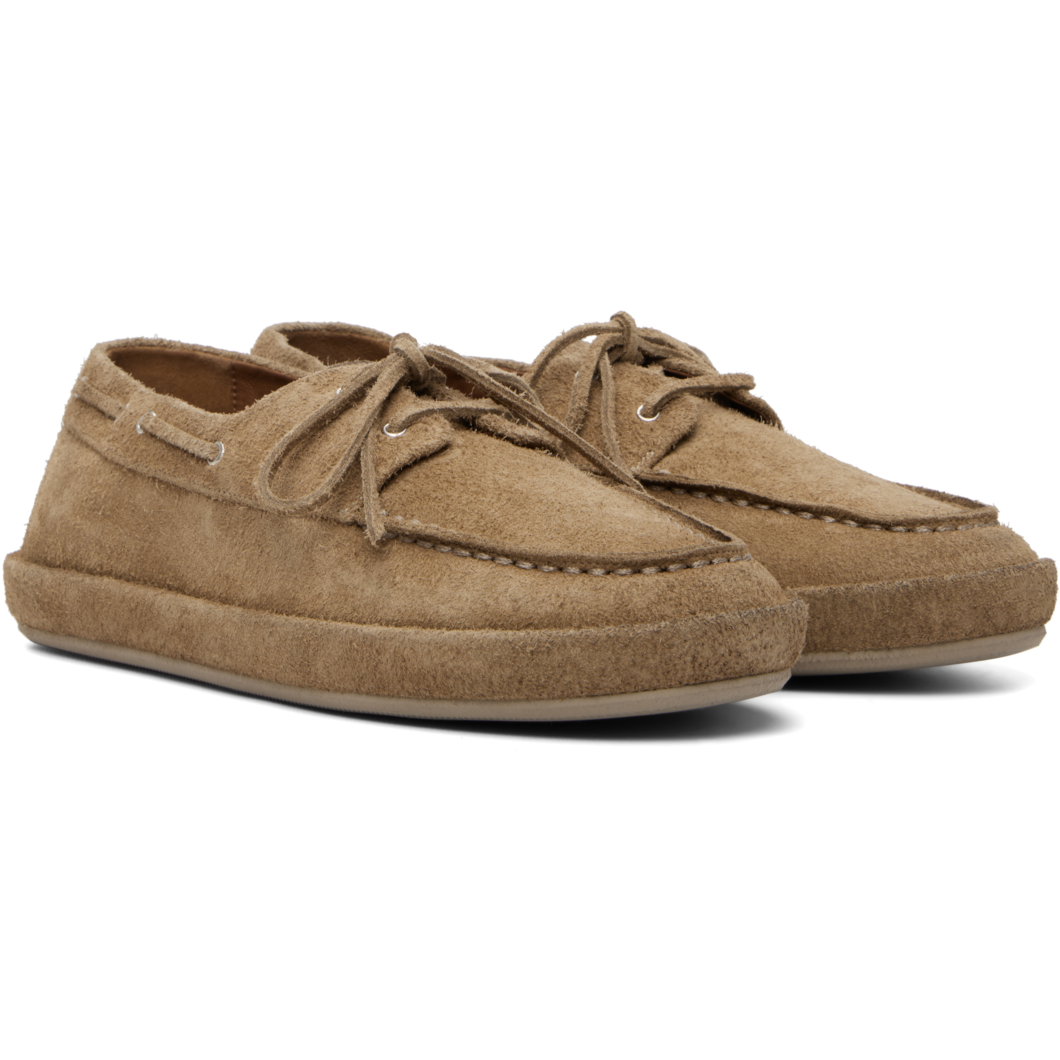 Beige Scatopelle Suede Boat Shoes