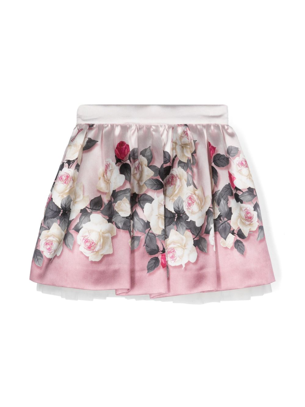 Rose-print pleated skirt - Pink