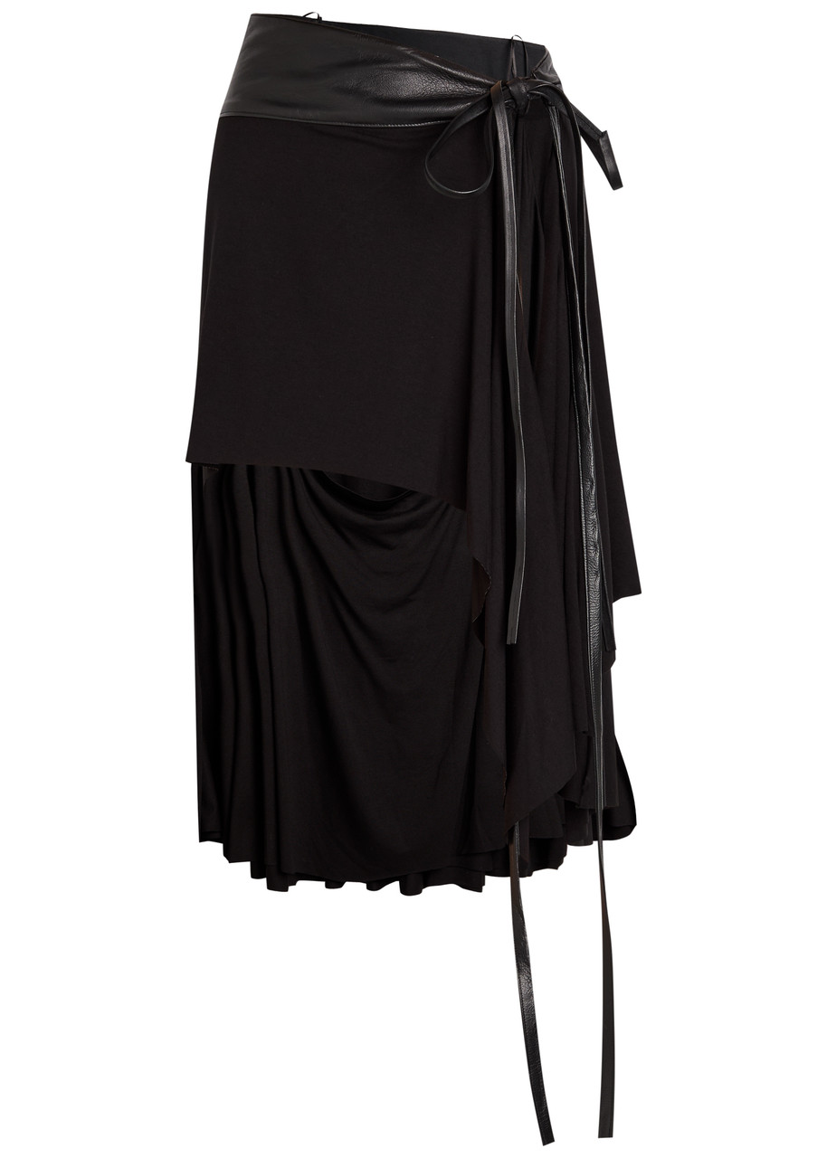 Belted Asymmetric Jersey Mini Skirt