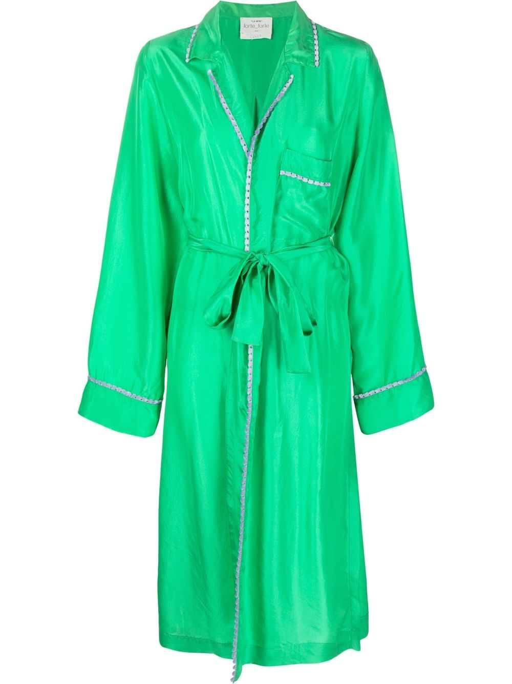 Scallop-trim silk coat - Green