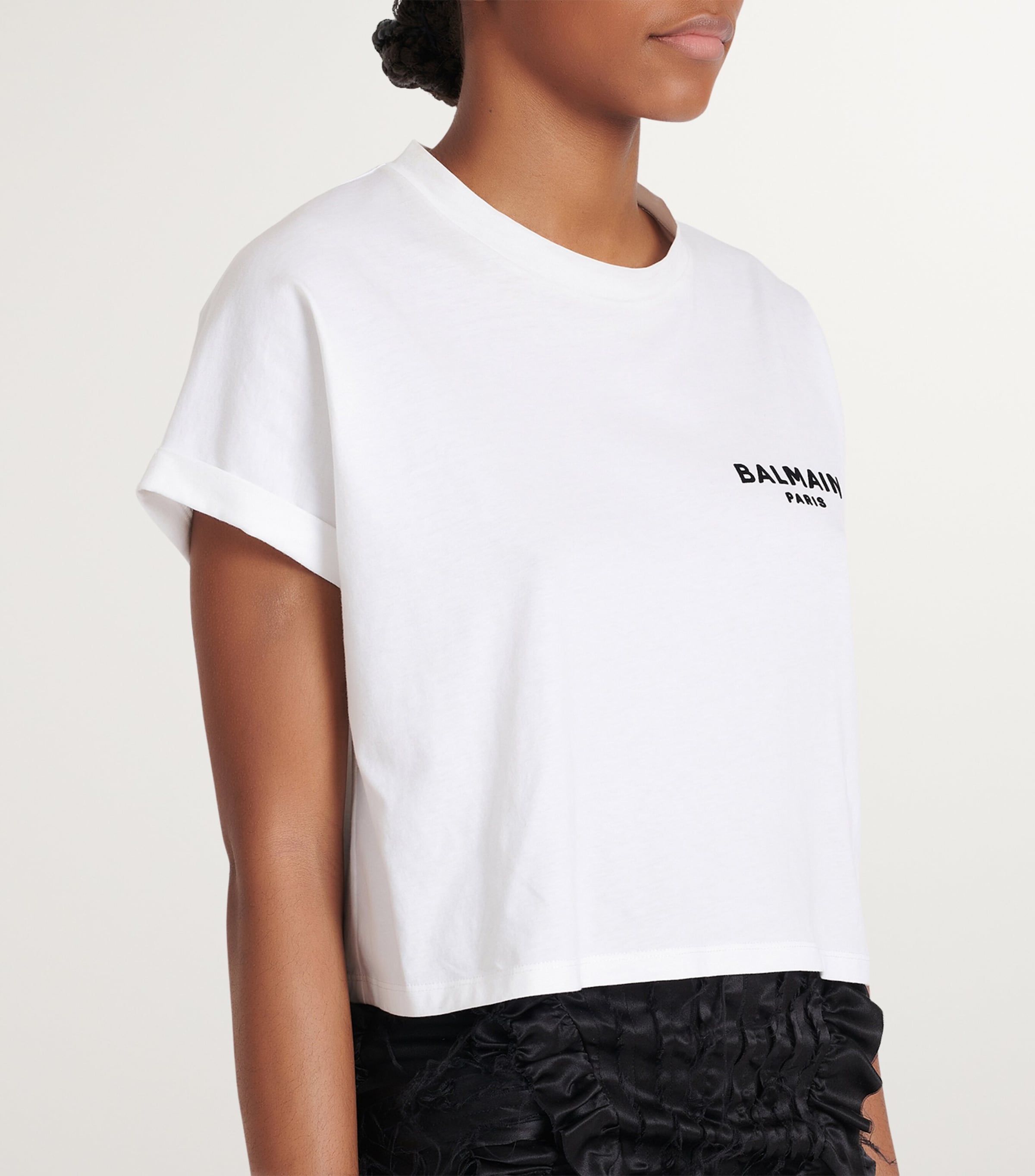 Cropped Flocked-Logo T-Shirt