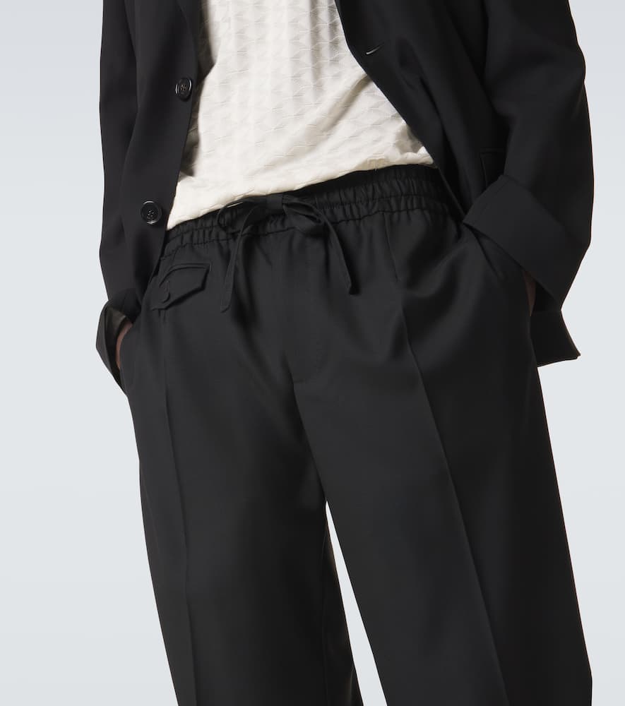 Virgin wool twill wide-leg pants