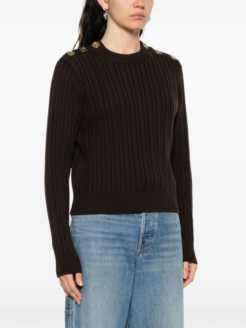Journey W'S Ofra Regular Knit Crewneck Shoulder Botton Wool Cable Knitwear Brown