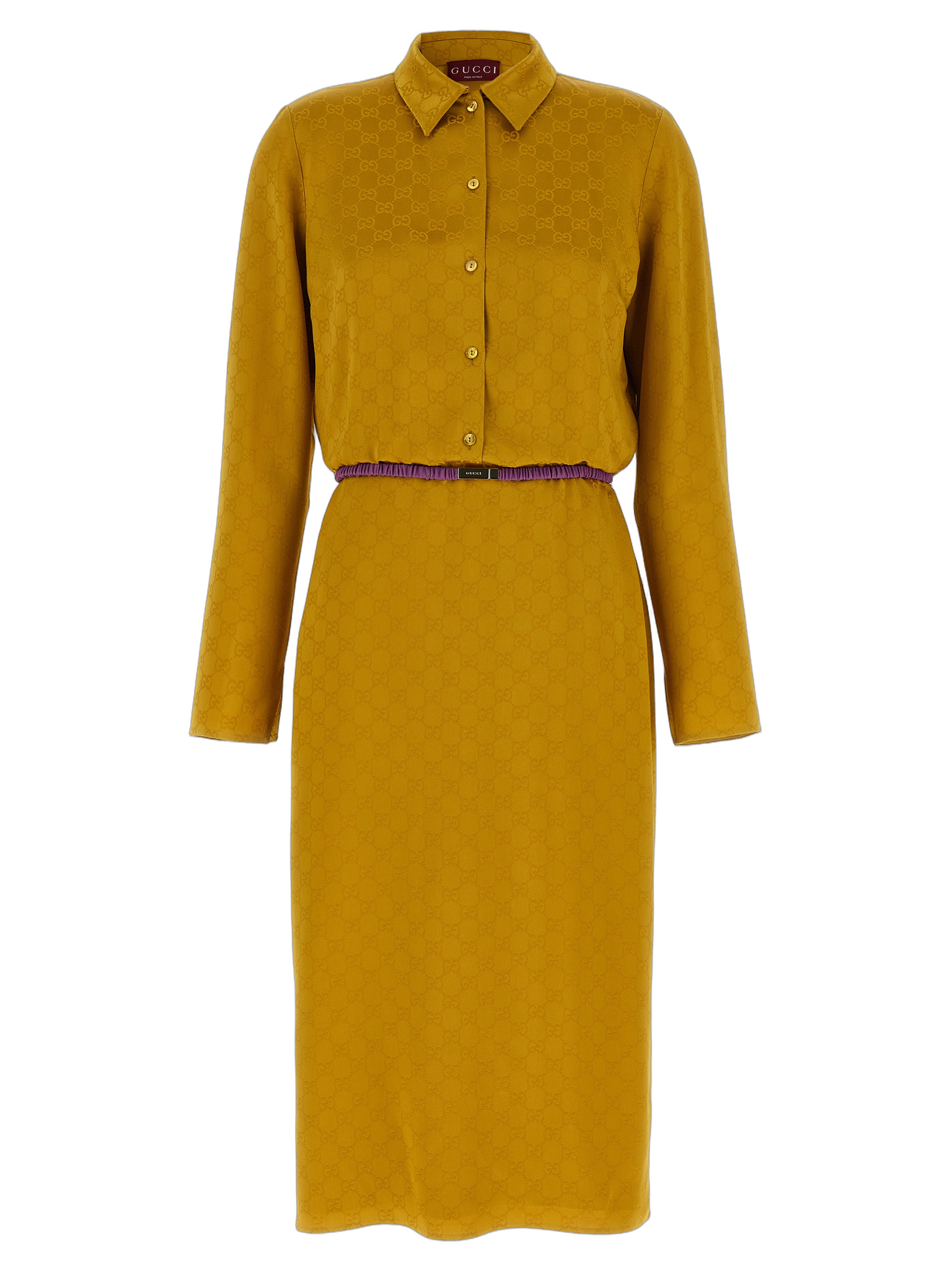 GG Jacquard Viscose Dress — Yellow