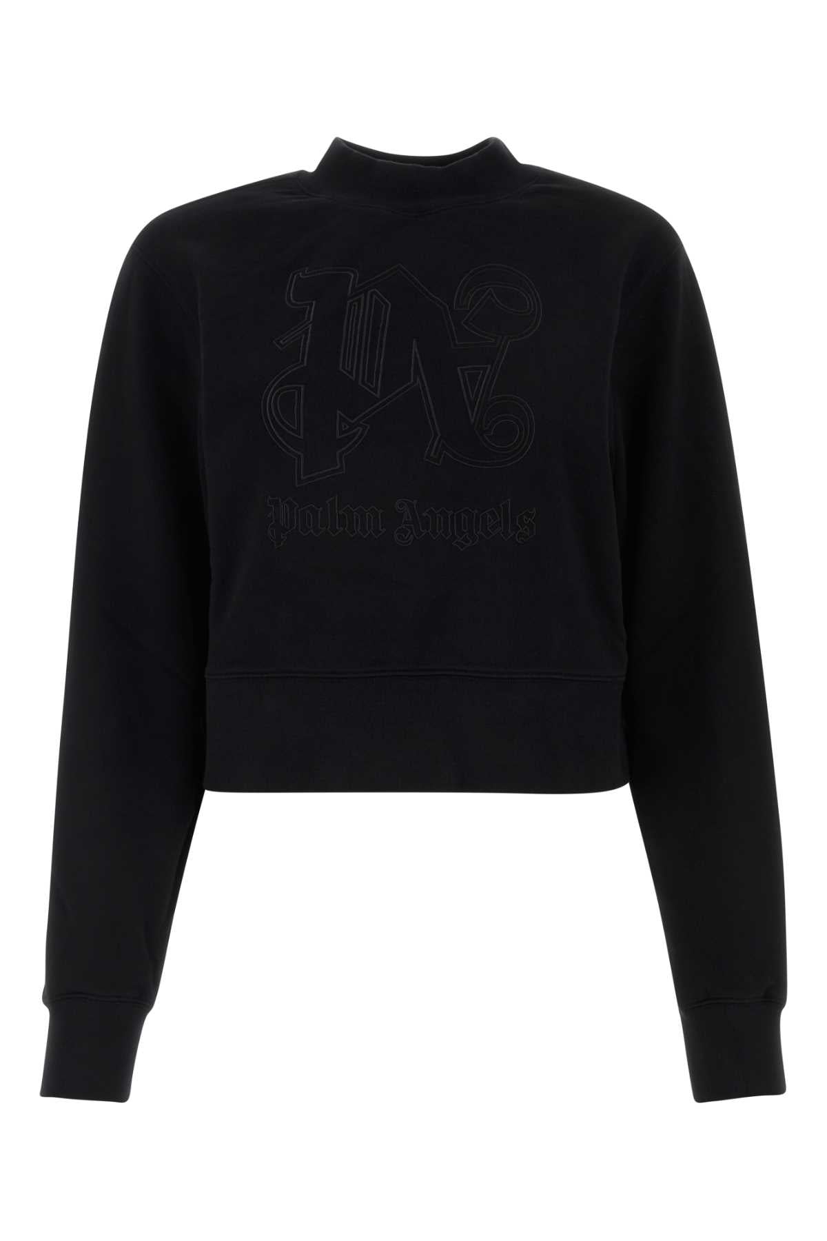 Logo-Embroidered Cotton Sweatshirt — Black