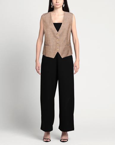 Previú Woman Tailored Vest Light brown Size 12 Polyester, Viscose, Lyocell