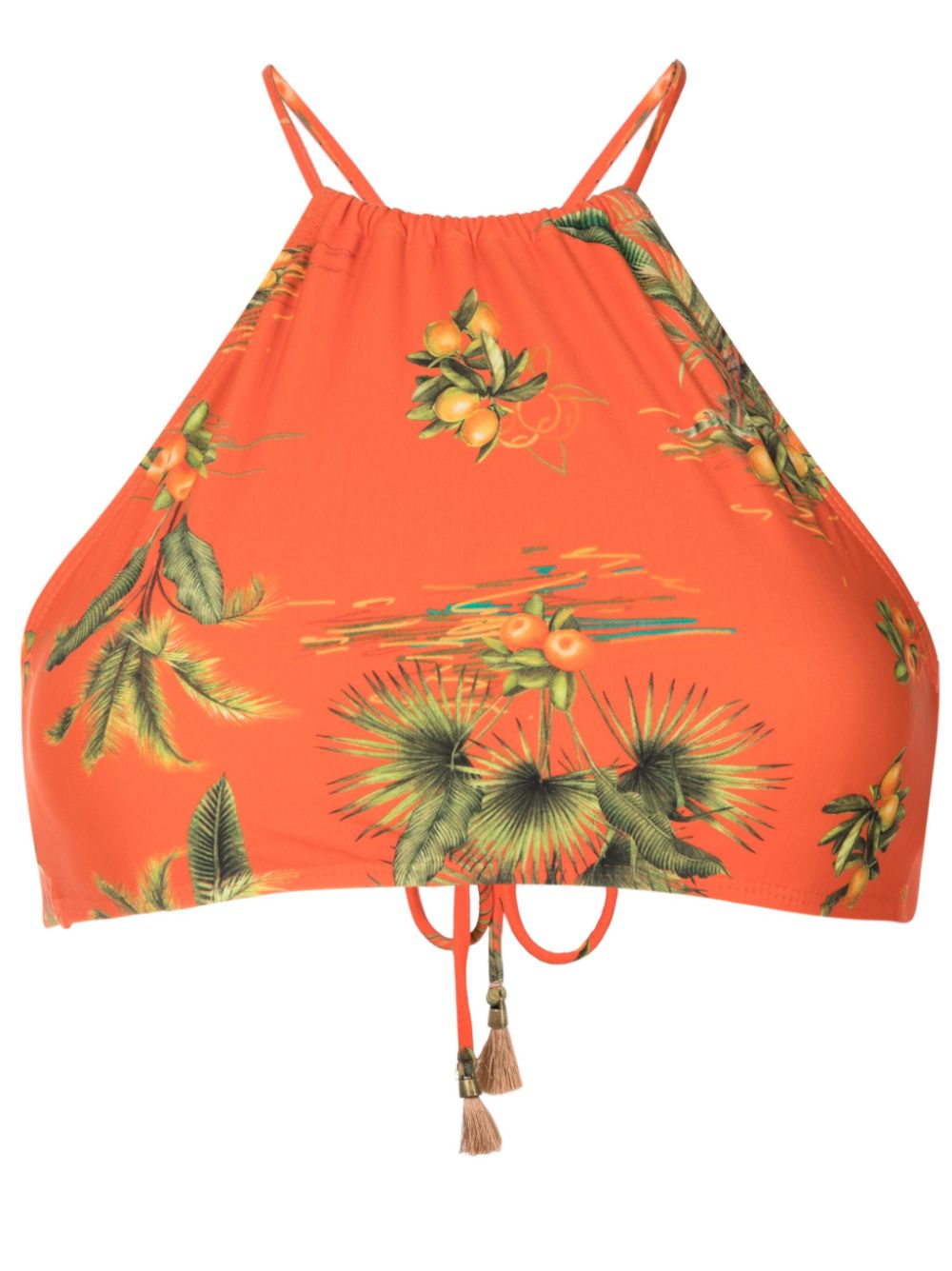 Ilana botanical-print bikini top - Orange