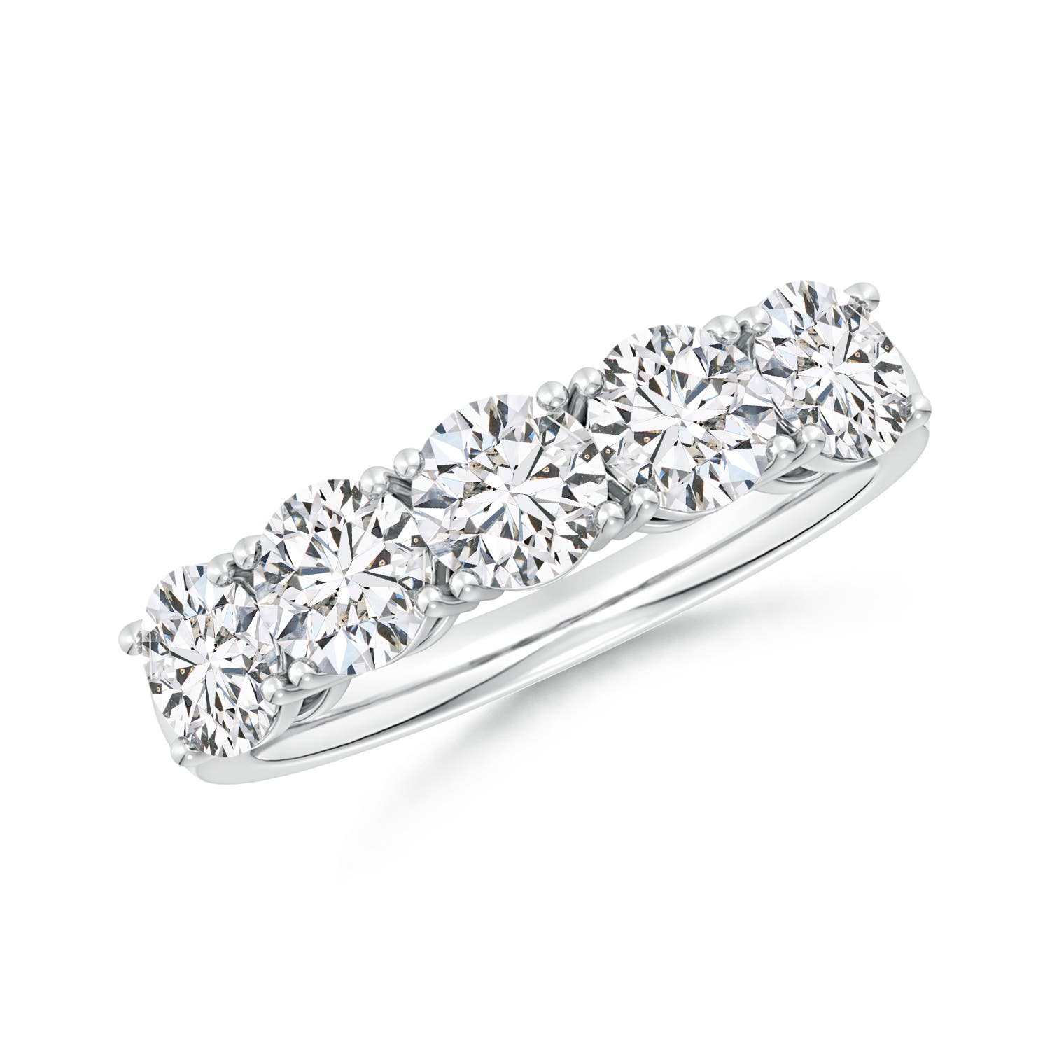 Angara 2.35 Carats Prong-Set Round Diamond Five Stone Wedding Ring in Silver