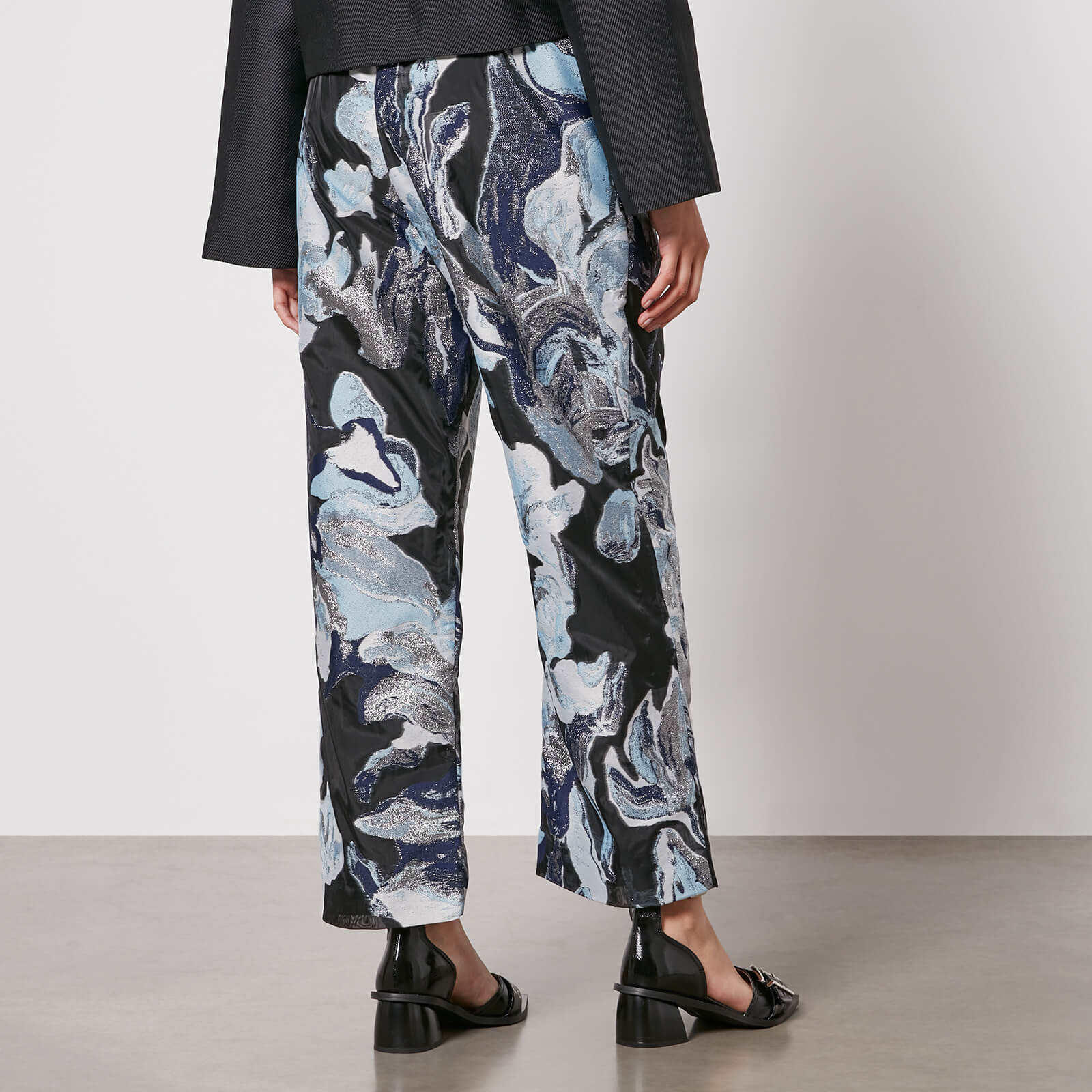 Stine Goya Isra Floral-Jacquard Wide-Leg Trouser
