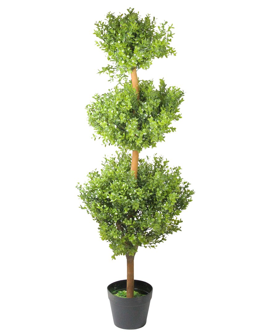 Northlight 3.75ft Potted Two-Tone Murraya Artificial Triple Ball Topiary  Christmas Tree - Unlit