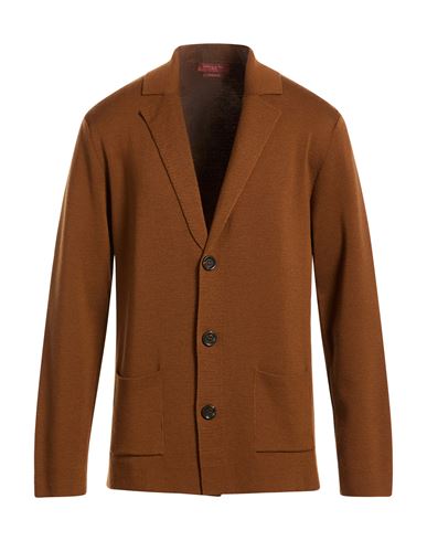 Man Cardigan Tan Size L Merino Wool