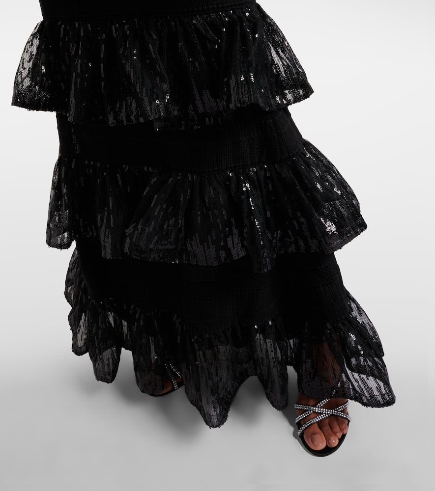 Sequined macramé gown