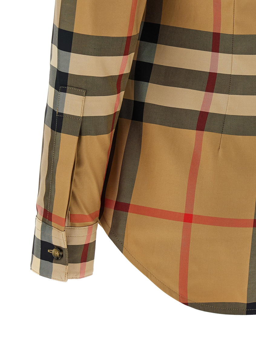 Beige Slim Checks Shirt