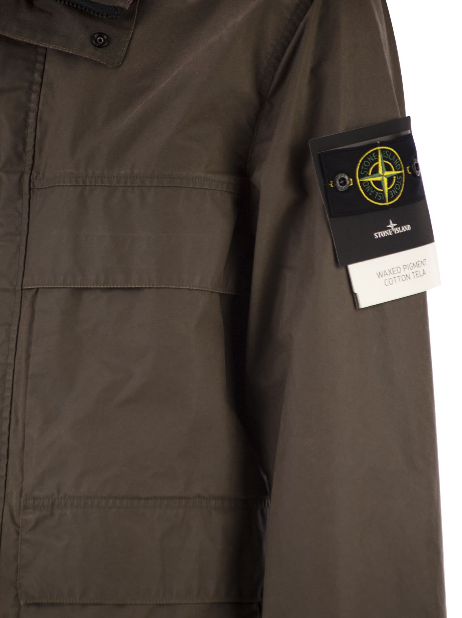 Stone Island Field Jacket With Pigmented Wax Coating