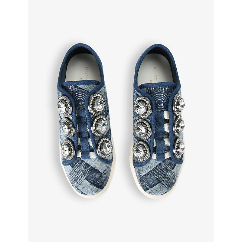 Womens Denim Laney Octavia Crystal-embellished Woven Low-top Trainers