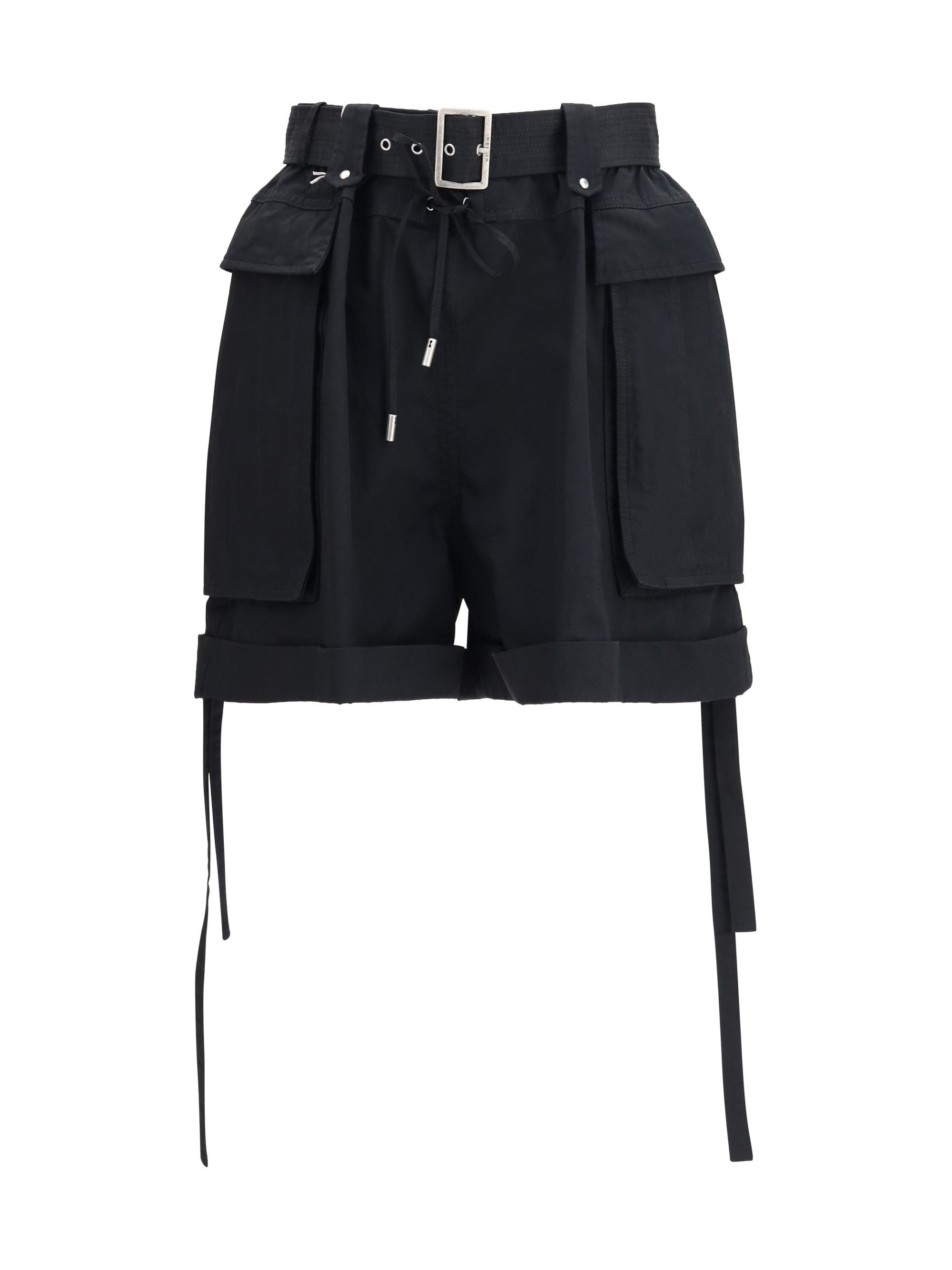 Cotton with Cargo Pockets Bermuda Shorts — Black