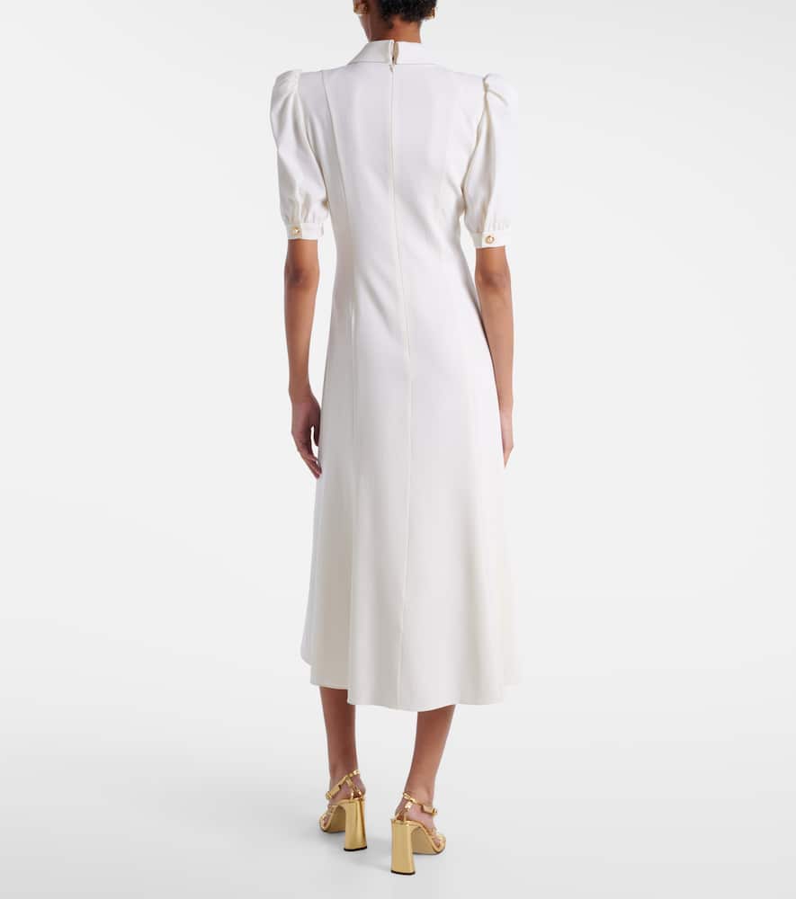 Printed wool-blend crêpe midi dress