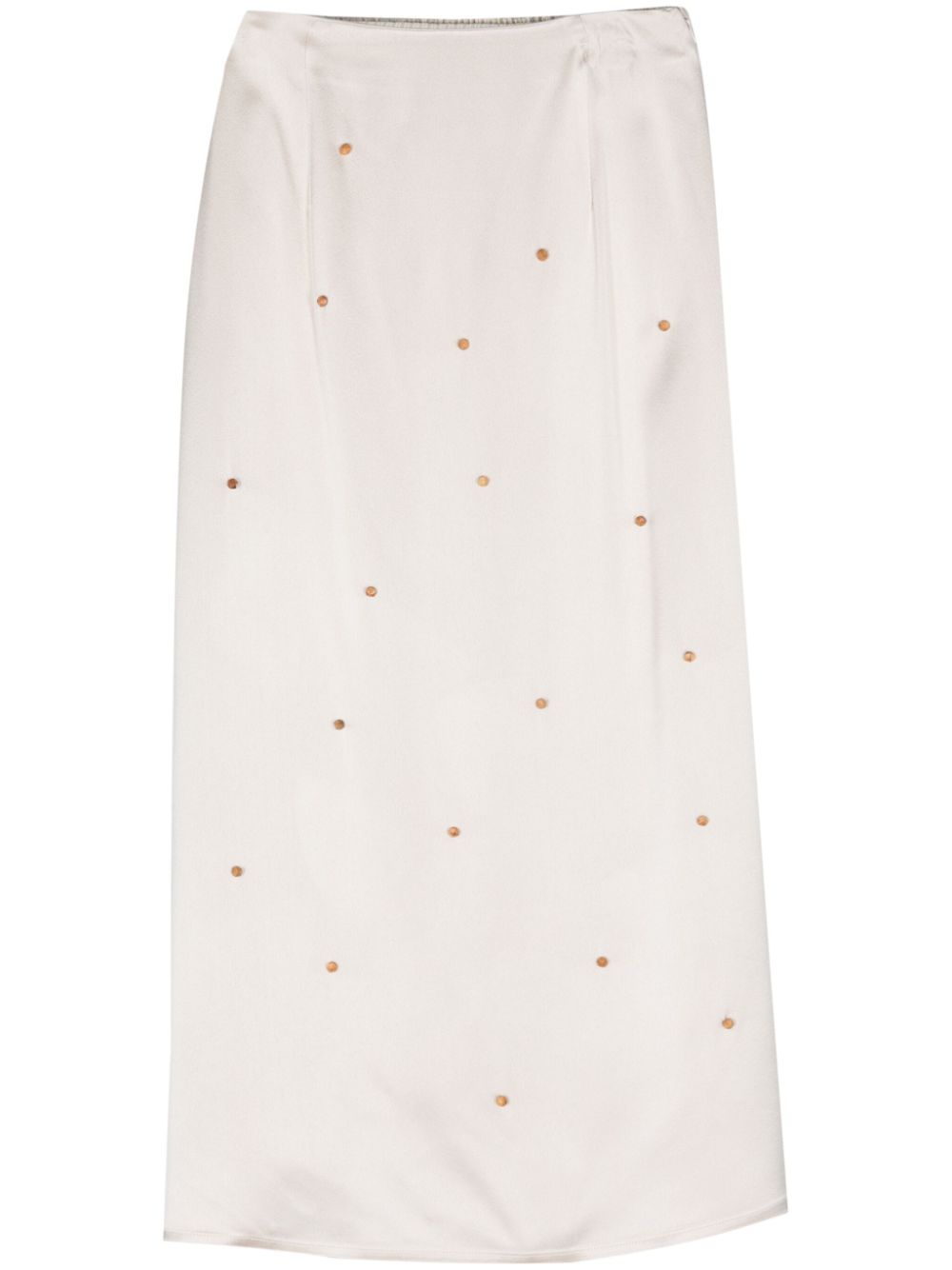 Bead-detailed straight midi skirt - Neutrals
